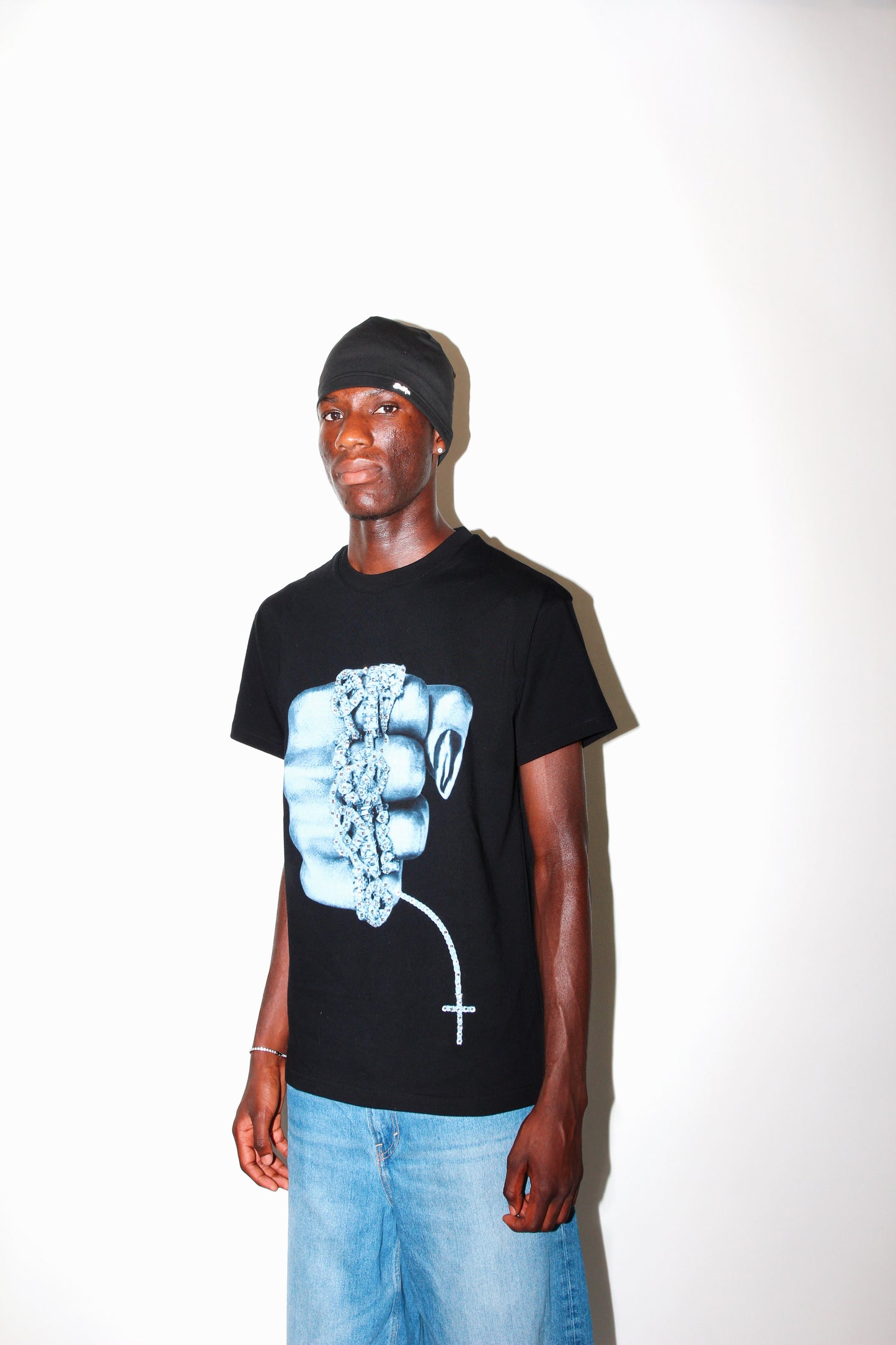 Black Just Pray Rhinestone Tee