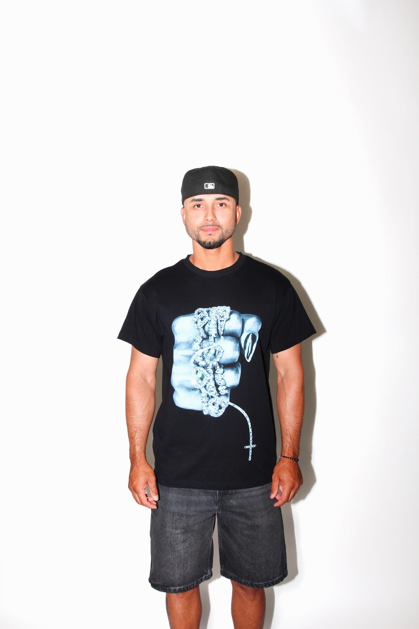 Black Just Pray Rhinestone Tee